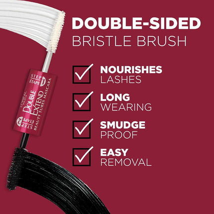 Máscara de pestañas L'Oréal Paris Double Extend Beauty Tubes alargadora, negra, 0.33 fl. oz.