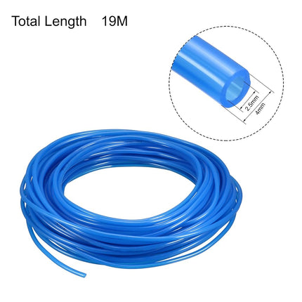 uxcell Pneumatic Air Tubing, 4mm OD x 2.5mm ID 19m(62.3ft) Long PU Polyurethane Air Compressor Tubing Hose Pipe Blue