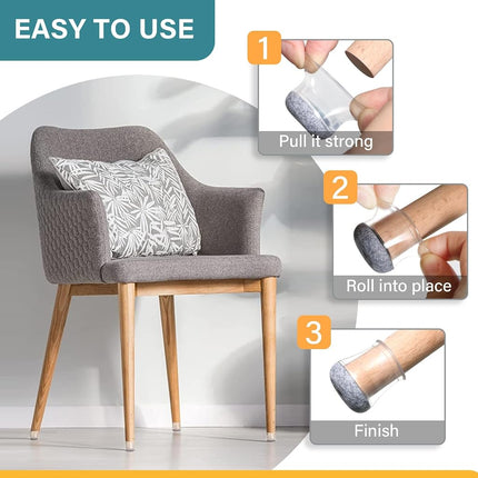 24 Pcs Chair Leg Floor Protectors Round, Silicone Felt Furniture Leg Pads Caps Covers for Hardwood Floors (Fit 8/16“ to 15/16”)