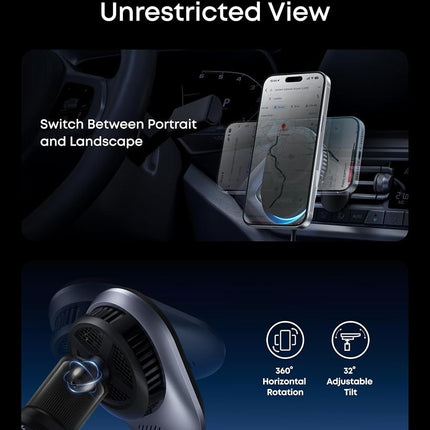 Anker Prime MagSafe Car Mount Charger, Qi2 25W Certified Wireless Car Charger with TEC Cooling, Strong Magnets, Air Vent Mount for iPhone 17-12 Series (Check Vent Compatibility, Includes 60W Adapter)