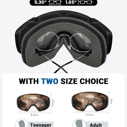 OutdoorMaster Ski Goggles with Cover Snowboard Snow Goggles OTG Anti-Fog for Men Women, Vlt 58.01%
