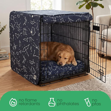 Molly Mutt Rocketman 24-inch Dog Crate Cover, Small Kennel Cover Measures 24” x 18” x 21”, Two Panel Doors Roll Up, Made from Machine-Washable 100% Cotton that is Durable, Breathable & Pre-shrunk