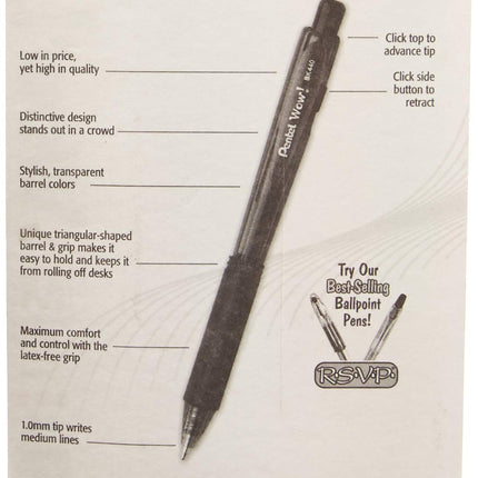 Pentel Of America 5 Count Wow! Retractable Ball Point Pen BK440CRBP5M - Pack of 6
