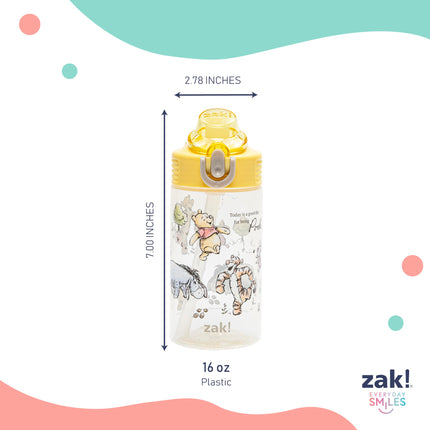Zak Designs Winnie the Pooh Sage 16oz Leak-Proof Straw Kids Water Bottle