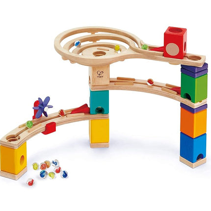 Hape Quadrilla Race to Finish Wooden Blocks with Marble Run Playset for 4+ Year Kids/Toddler
