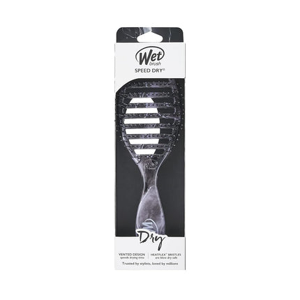 WetBrush Speed Dry Detangler With Heat Resistant HeatFlex Bristles and Open Vent Design to Dry Hair Faster, Gentle on All Hair Types, Metallic Marble Collection, Onyx
