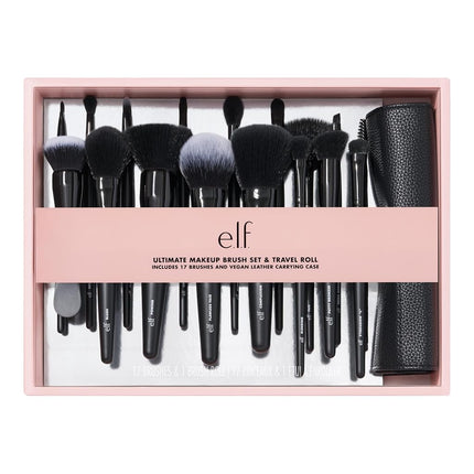 e.l.f. Ultimate Makeup Brush Set & Travel Roll, 17