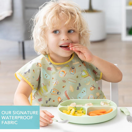 Bumkins Junior Bib, Adjustable Hook & Loop Closure, Catch-All Pocket, Baby-Led Weaning, Waterproof, Machine Washable, Stain & Odour Resistant, BPA Free, 1-3 Years, Unicorn Design