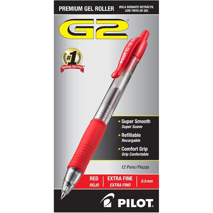 Pilot G2 Gel Ink Roller Ball Pen, Extra Fine Point, Red Red 0.4pc(s) - ballpoint pens (Extra Fine Point, Red, Red, 0.4 pc(s))
