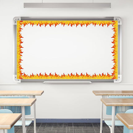 JarThenaAMCS 32.8Ft Fire Bulletin Board Border Red Orange Fire Die Cut Trim Border Roll for School Classroom Chalkboard Party Decoration