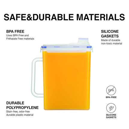LocknLock Aqua Fridge Door Water Jug with Handle BPA Free Plastic Pitcher with Screw Top Lid Perfect for Making Teas and Juices, 1 Gallon, Clear