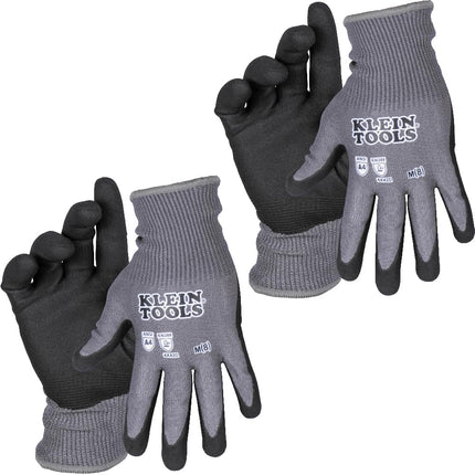 KLEIN TOOLS Knit Dipped Gloves, Cut Level A4, Touchscreen, Med, 2-Pair