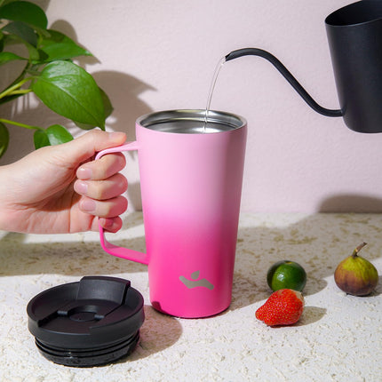 Konokyo Insulated Tumbler with Handle and Straw, 18 OZ Travel Coffee Mug Stainless Steel Cup Metal Water Bottle,Cherry