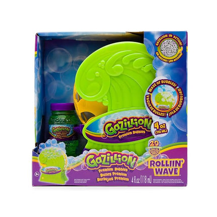 Gazillion Bubbles Gazillion Premium Rollin Wave Bubble Machine I Unleashes an Endless Flow of Bubbles I Includes safe non toxic 4oz premium solution I For Kids ages 3+
