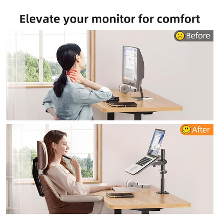 suptek MD6421TP004 PC Monitor Stand with Laptop Tray, Monitor Stand for LCD/LED Screens - Monitor Stands and Risers Desk Accessory Wall Mount