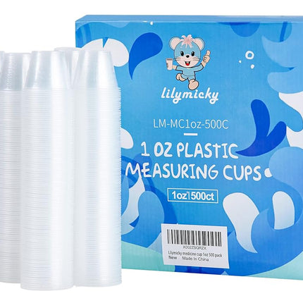 Lilymicky 500 Pack Disposable Medicine Cups (1oz), Medical Plastic Measuring Cups for Medical Purposes, or Mixing and Measuring Resin, Epoxy, DIY Arts & Crafts, Paint