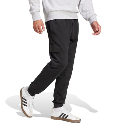 adidas Men's Essentials Feel Cozy Fleece Cargo Pants, Black/White, S Tall