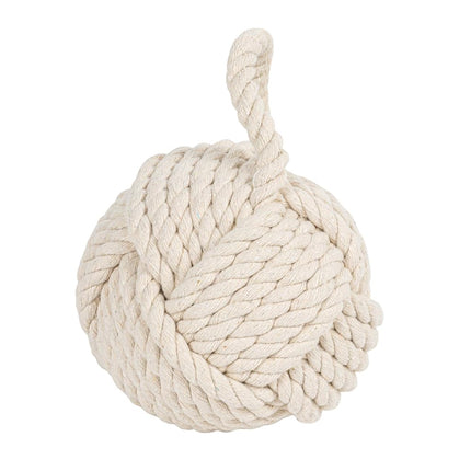 Creative Co-Op Nautical Rope Knot Cotton Door Stop, Ivory,6.25 x 6.25