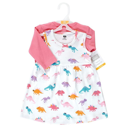 Conjunto de vestido y cárdigan de algodón para bebé niña Hudson Baby, Cute-a-saurus, 9-12 meses