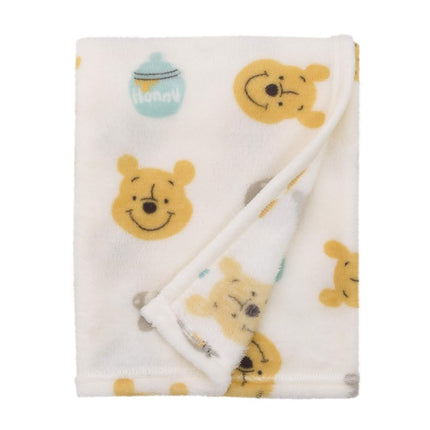 Disney Winnie The Pooh - Ivory, Yellow and Aqua Super Soft Plush Baby Blanket, 1 Count (Pack of 1) (2595501)