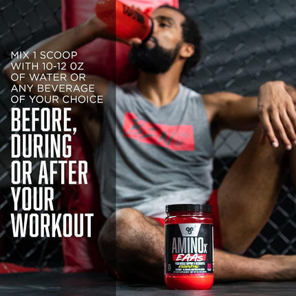 BSN Amino X Essential Amino Acid Powder, Zero Sugar, Strawberry Dragonfruit Flavour, 375g, 25 serves