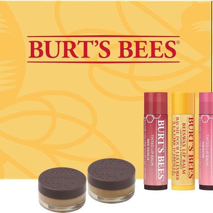 Burt's Bees Lip Care Set - Lip Balms & Tints in Red Dahlia & Hibiscus, Lip Mask & Scrub