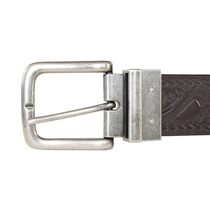 Lucky Brand Men's Reversible Genuine Leather Belt | Classic | Casual | Dress | Everyday | Western | Metal Buckle, Western Reversible - Brown/Black, 91cm