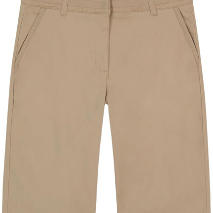 Nautica Girls' Big School Uniform Skinny Twill Bermuda Short, Khaki, 12