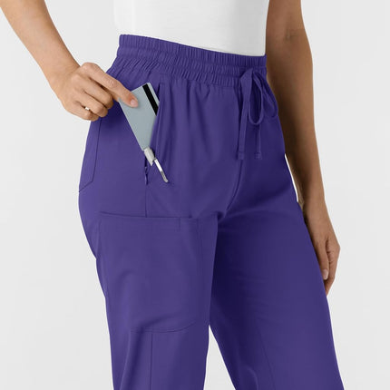 WonderWink Women's Stovepipe High-Low Hem Scrub Pant, Grape, Large Petite