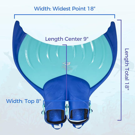 Body Glove Kids Mermaid Linden Monofins, Swimming Training Fins with Quick Adjustable Straps - Blue