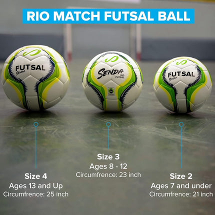 Senda Athletics Rio Training Futsal Ball, Fair Trade Certified - Green, Yellow, Size 4 (Ages 13 and Up)