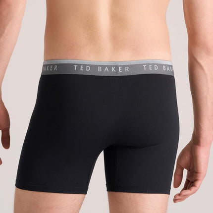 Ted Baker Men's Standard 4 Pack Cotton Stretch Boxer Briefs, Black Beauty/Geo/Grey Heather, Medium