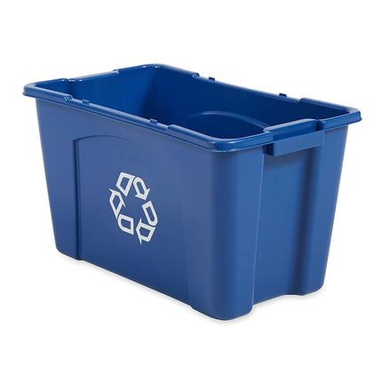Rubbermaid Commercial Products, Contenedor/Caja de Reciclaje para Papel y Empaques, Apilable, 18 GAL, para Interiores/Exteriores/Garajes/Hogares/Instalaciones Comerciales, Azul (FG571873BLUE)