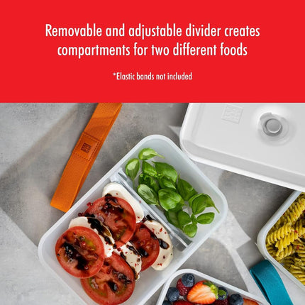 ZWILLING Fresh & Save Flat Lunch Box Large, Airtight Food Storage Container, Meal Prep Container, BPA-Free, Semi-Transparent