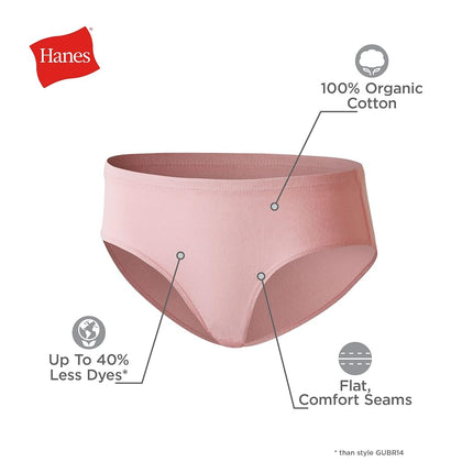 Hanes Ultimate Sous-vêtements Fille, Culottes 100% Coton Biologique Pur Confort, Slips & Hipsters, Lot de 8, Slip – Rose Bleu Uni & Motifs, 12