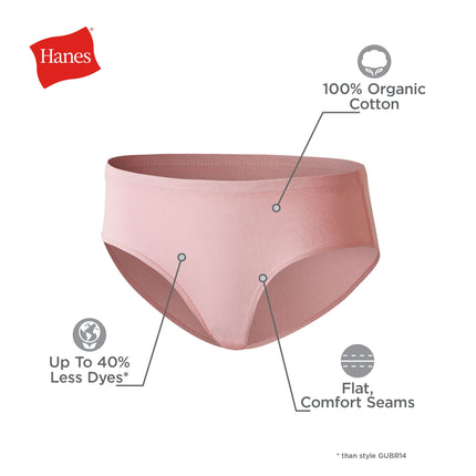 Hanes Ultimate Girls' Underwear, Pure Comfort Organic 100% Cotton Panties, Briefs & Hipsters, 8-Pack, Brief - Pink Blue Solids & Patterns, 10