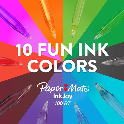 Paper Mate InkJoy 100RT Retractable Ballpoint Pens, Medium Point, Assorted, 20 Pack (1951396)