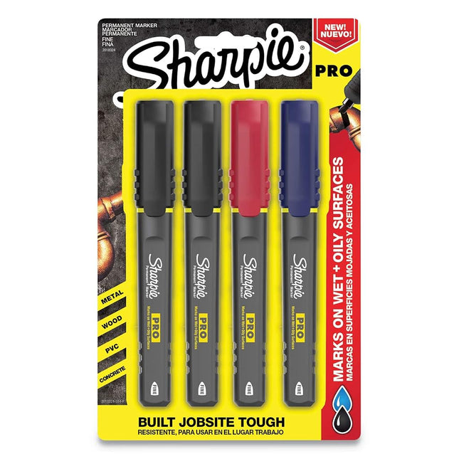 Sharpie Pro Permanent Marker, Fine Point, Assorted Colors, 4-Count Marker (2018324)
