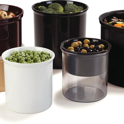 Carlisle FoodService Products Classic Plastic Round Storage Container, Crock with Lid for Storage, 1.2 Quarts, Black, (Pack of 12)