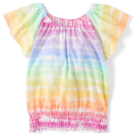 The Children's Place Girls' Smocked Short Sleeve Tops, Multicolor, Small