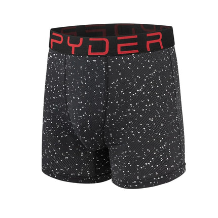 Spyder Mens Boxer Briefs Performance Nylon Mesh Sports Underwear, Black/Heather/Red/Black, L