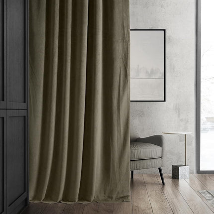 HPD Half Price Drapes Signature Velvet Blackout Curtains 108 Inch Long Thermal Light Blocking Blackout Curtain for Bedroom and Living Room (1 Panel) 50x108 Inch Denver Taupe