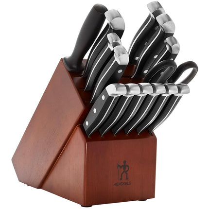 HENCKELS Premium Quality 15-Piece Knife Set with Block, German Engineered, Dark Brown