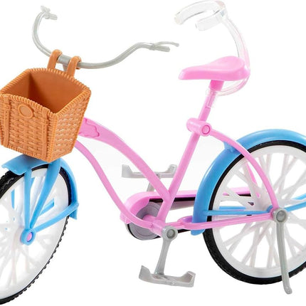 Barbie Doll and Bike Playset with Doll (11.5 in, Blonde), Bicycle with Rolling Wheels & Water Bottle Accessory, Gift for 3 to 7 Year Olds,Blue,pink,white