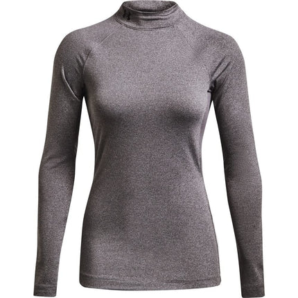 Under Armour Women's Authentics Mock Neck T-Shirt, Charcoal Light Heather (019)/Black, Large