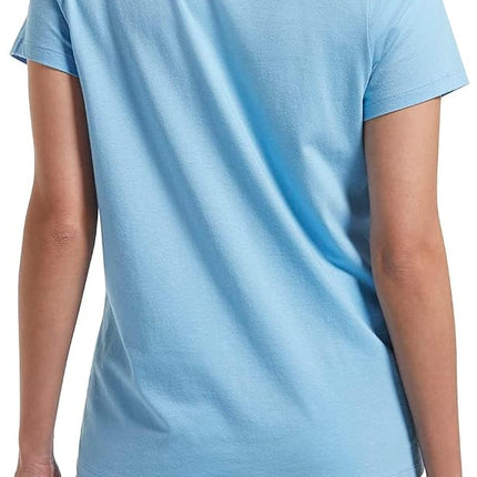 HUE Women's Short Sleeve V-Neck Sleep Tee Pajama Top, Bella Blue, 6X