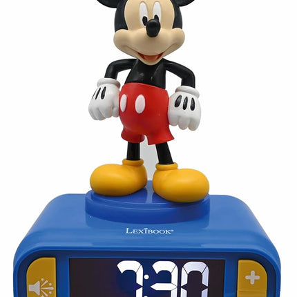 LEXIBOOK, Disney Mickey, Mickey Nightlight Alarm Clock, Sounds and Melodies, LCD Backlit Screen, Luminous, Snooze, Blue, RL800MCH