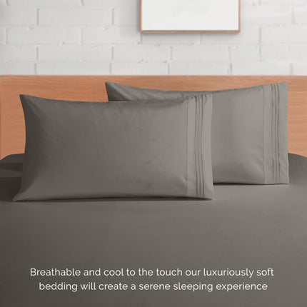 Elegant Comfort Luxurious 1500 Premium Hotel Quality Microfiber 4-Piece Sheet Set, 18-24 Inches Deep - Extra Deep Pocket Sheets - Ultra Soft 4PC Deep Pocket Sheets, King, Gray