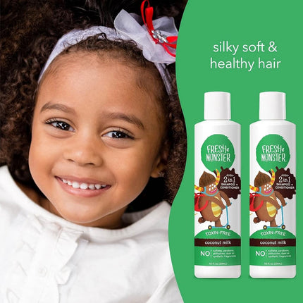 Fresh Monster 2-in-1 Kids Shampoo & Conditioner, Coconut, 8.5 oz 2-Pack