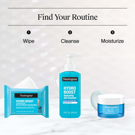 Neutrogena HydroBoost Facial Cleansing & Makeup Remover Wipes with Hyaluronic Acid, Hydrating Pre-Moistened Face Towelettes to Cleanse &Remove Dirt, Makeup & Impurities, Twin Pack, 25 ct